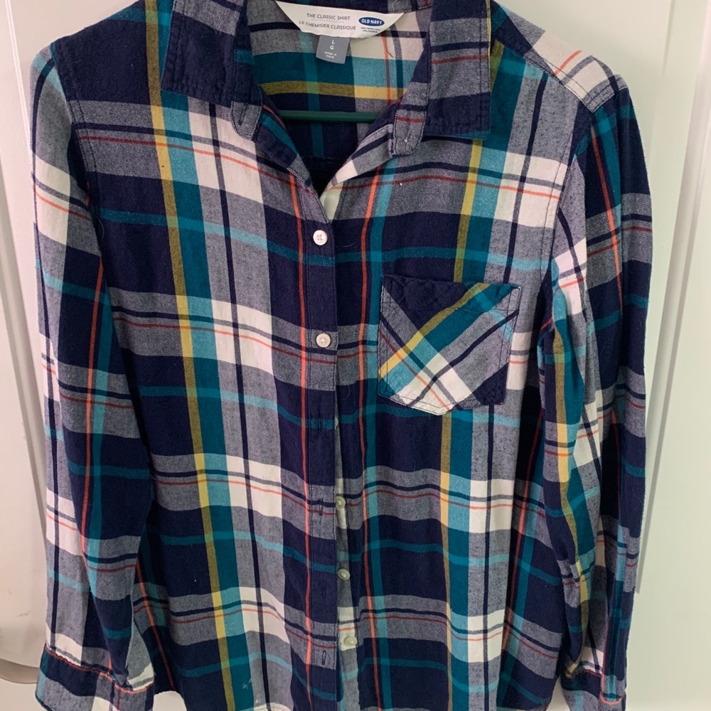 teal blue plaid flannel